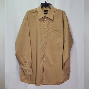Claiborne Men's Tan Long Sleeve Dress Shirt Size XL- 17 1/2 (34/35) EUC